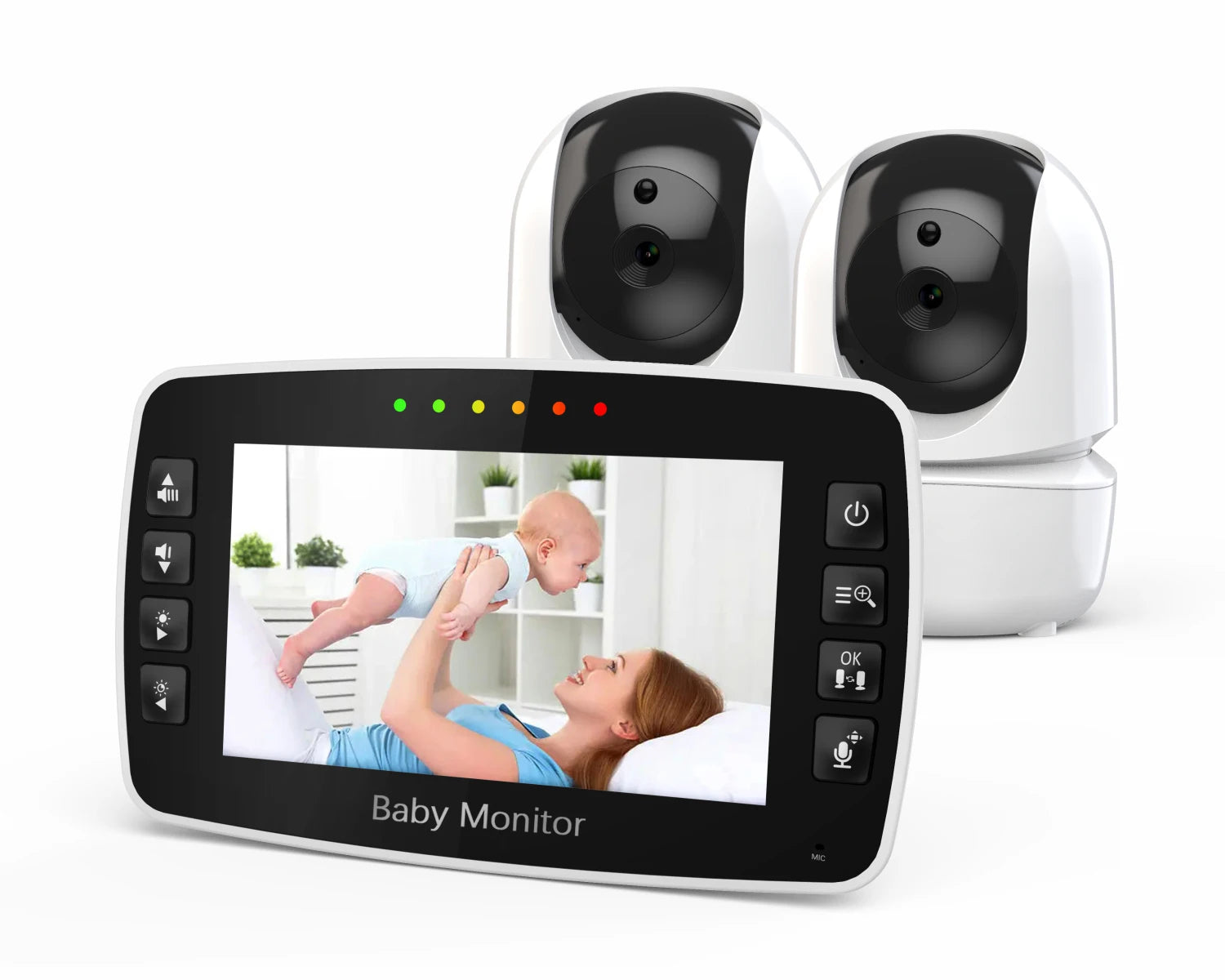 New Baby Monitor Two camera 4.3Inch Wireless With PTZ Camera High Security Camera Night Vision Temperature Monitoring Baby