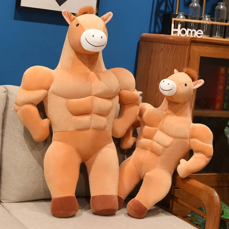 Nice Creative And Quirky Strong Muscular Abdominal Muscle Plush Toy Horse Doll Cute Cartoon Anime Doll Decoration Christma Gift