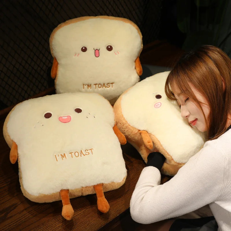1pc 35cm Plush Bread Pillow Cute Simulation Food Toast Soft Doll Warm Hand Cushion Home Decoration Kids Toys Birthday Gift