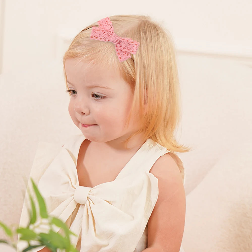 8Pcs Baby Elastic Nylon Hair Band Lace Cheer Bows Headband for Girls Casual Headdress Boutique Baby Headwear