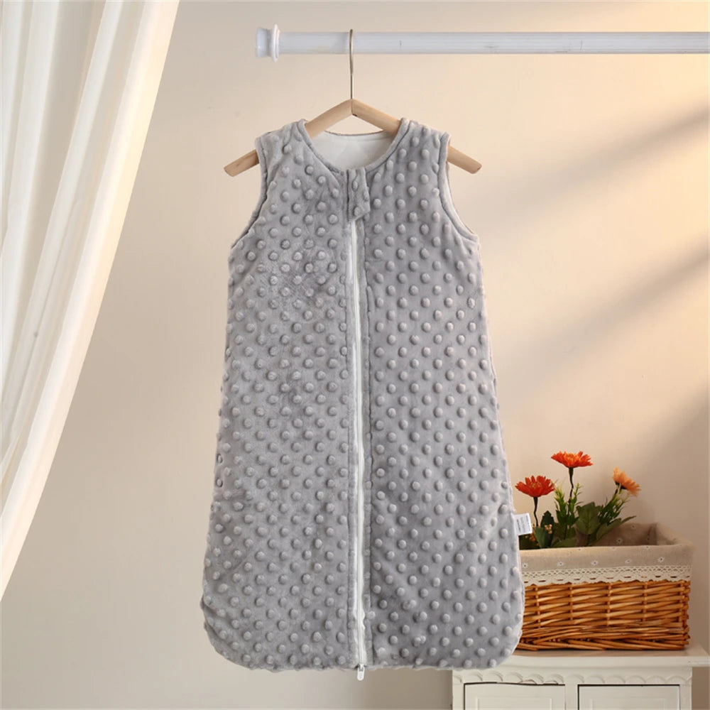 Baby Sleeping Bag 0-6m Autumn and Winter Vest-Style Bean Velvet Newborn Leg-Wrapped Sleeping Bag Anti-Kick Sleeveless Baby Sleeping Bag