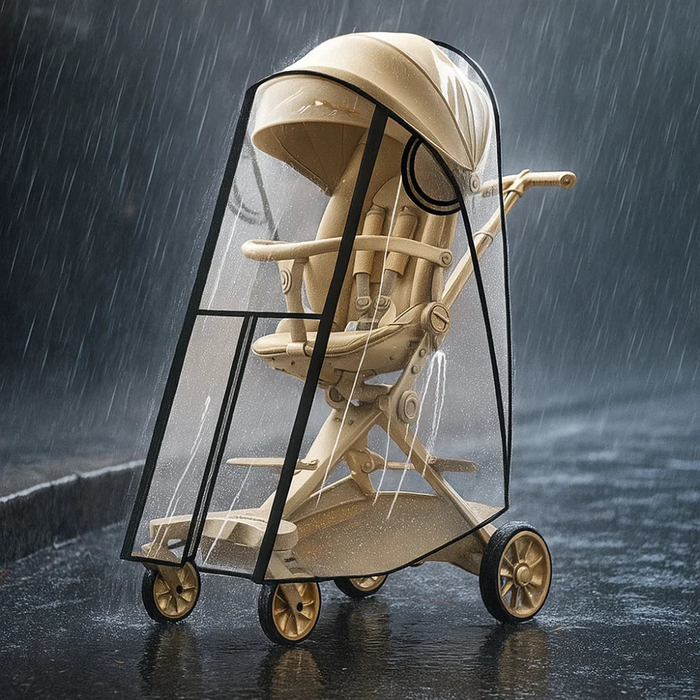Transparent Baby Strollers Rainproof Cover Windproof Waterproof Baby Pram Rain Cover Travel Nobstructed View Pushchair Raincoat