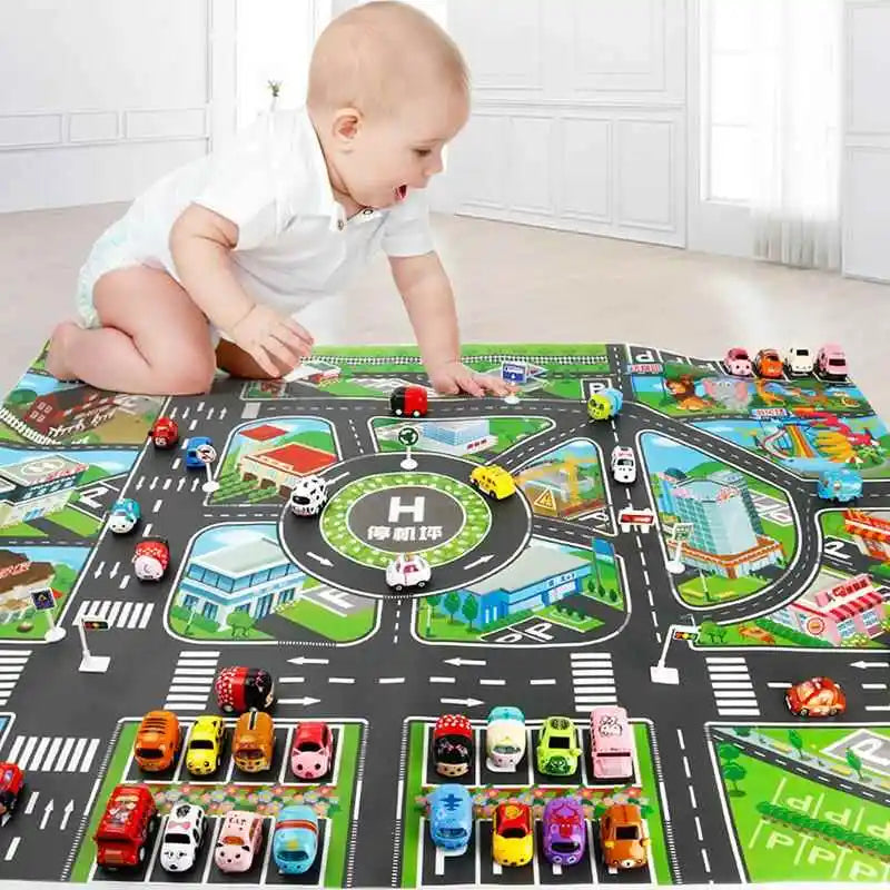 130x100cm Baby Crawling Mat Cartoon City Traffic Map Non-Slip Playmat For KidsToddler Montessori Early Education Toys TMZ