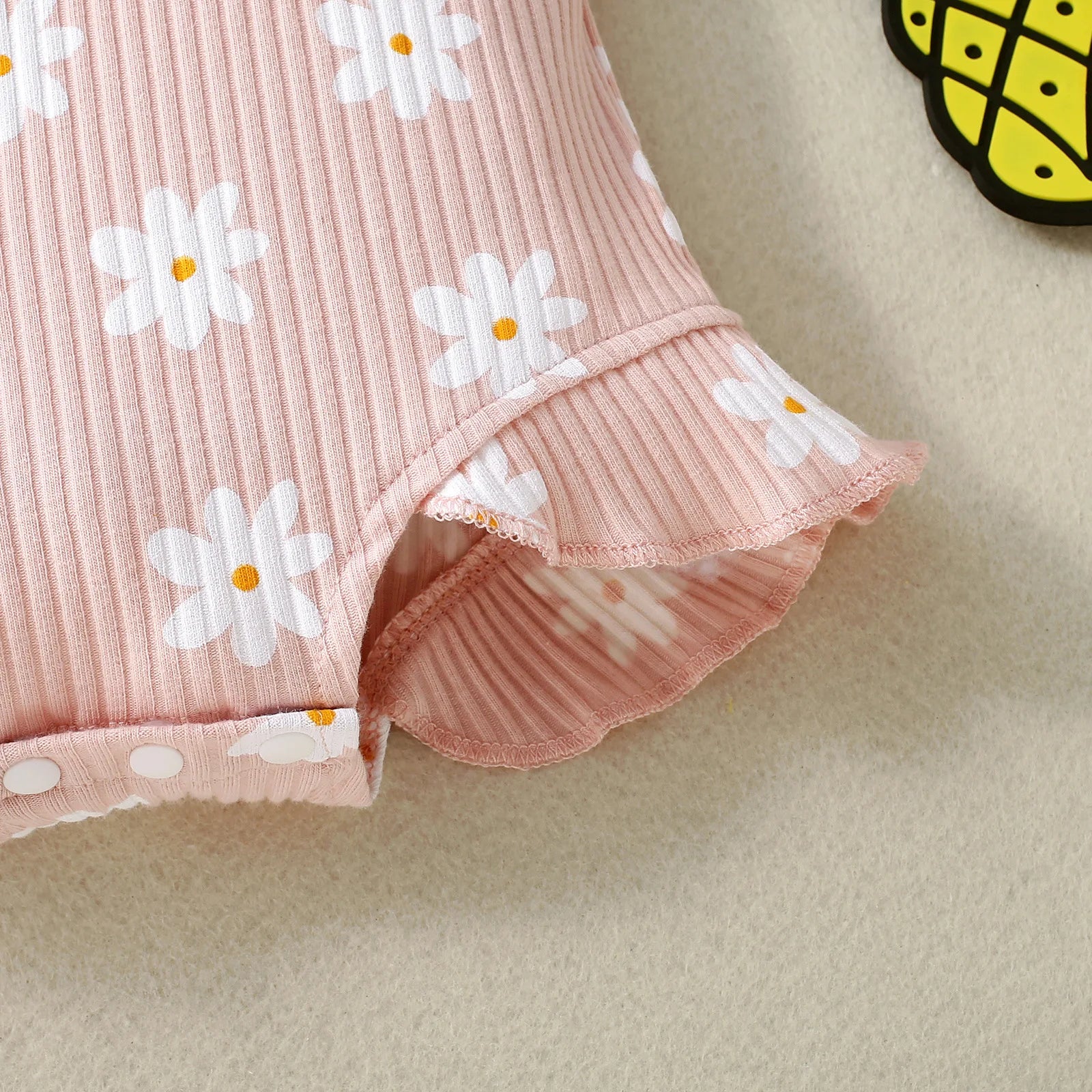 2PCS Summer Girl Crawling clothes Short Sleeve Cotton Short Sleeve  Round Necked Striped Clothes with Flower Printing Headband