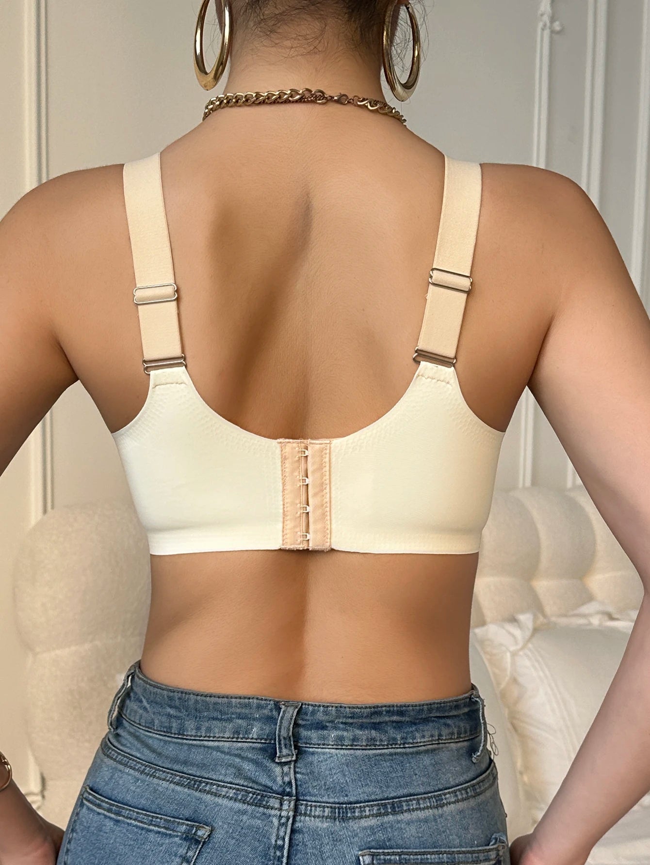 Single-Piece Women's High-Support Seamless Bra - Colorful Contrast Design, Full Shoulder Strap Coverage, Comfortable and Breathable, Suitable for Casual Wear