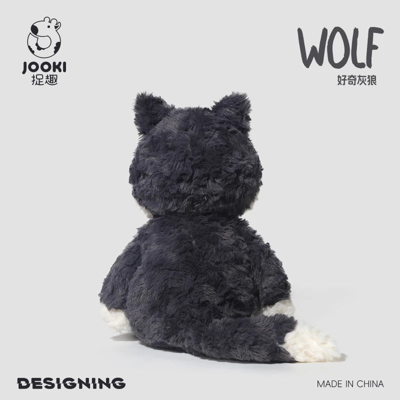 Nice Cuddly Cartoon Plush Toys Gray Wolf High Quality Fluffy Sitting Pose Doll Warm Cozy Children Companion Xmas Gift Home Decor