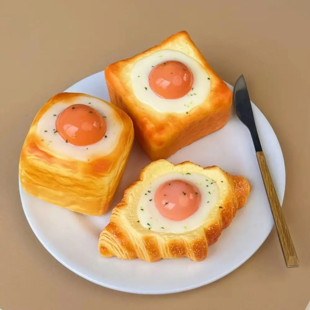 Simulated Simulated Egg Toast Squeeze Toy Prank Decoration Oversized Bread Squishy Toy Slow Rising Realistic