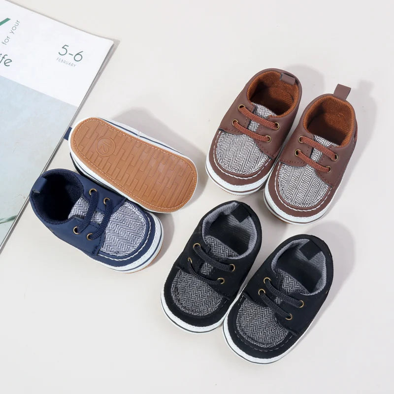 Spring And Autumn Baby Boys First Walking Indoor Outdoor Toddler Shoes With Fashion Design And Soft TPR Sole For 0-18M Baby