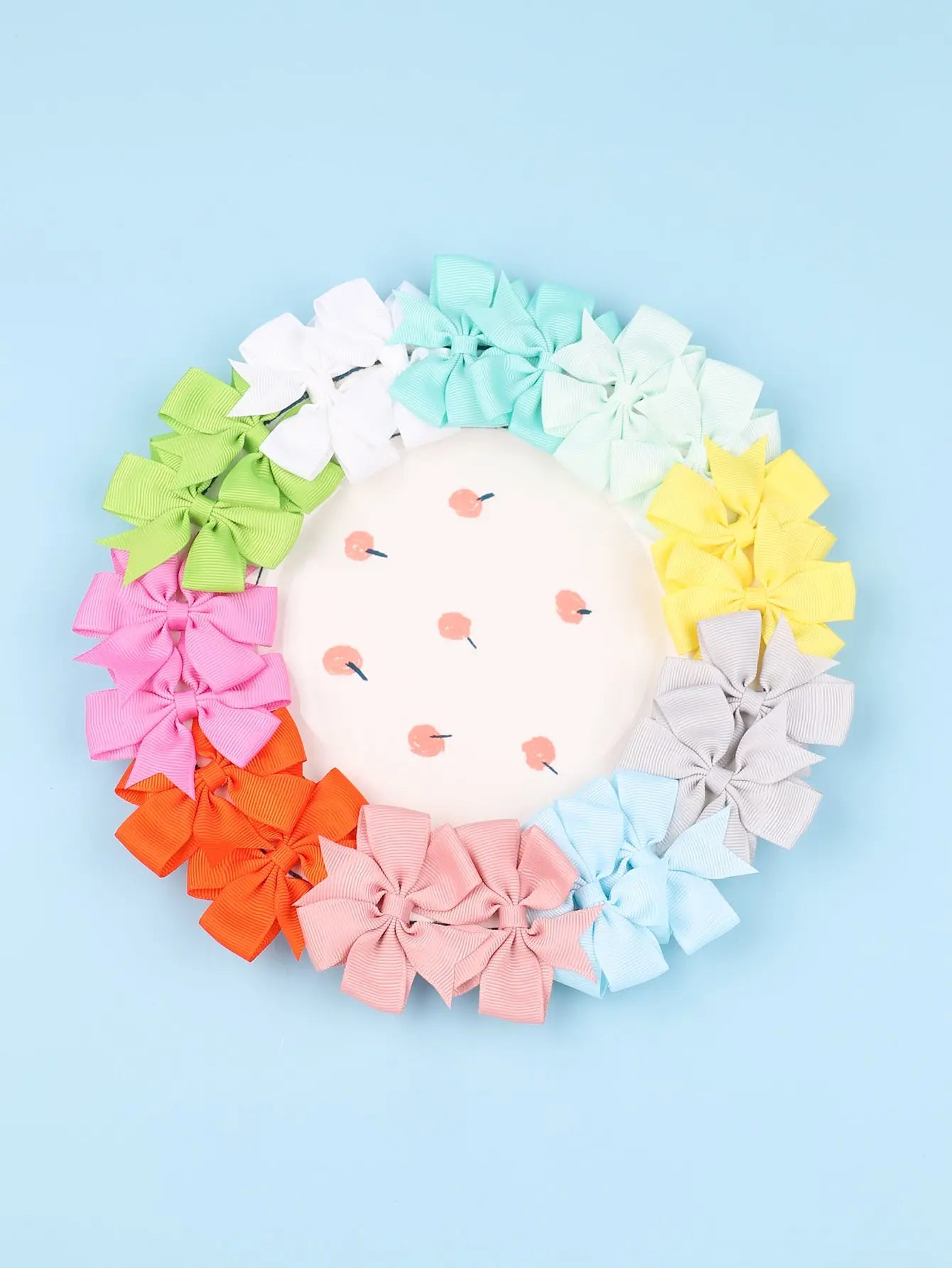 20Pcs Sunflower Ribbon Hair Clips 2.36 Inch Bangs Hair Clip Cheer up Bowknot Kids Girls Headdress Vibrant Color Mixed Bulk
