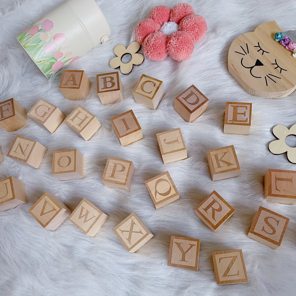 Ns Nordic Style Three-Dimensional Wooden Block Ornaments with 26 English Letters, Can Be Combined to Form Names, Home Crafts Ornaments, Wedding Photography Props