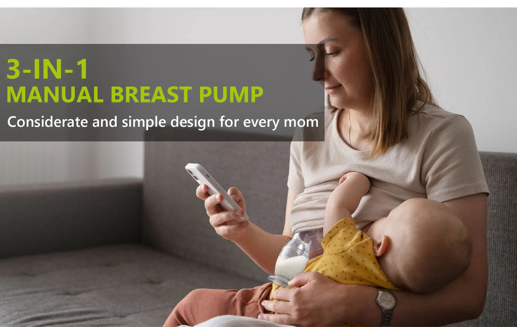 Manual Breast Pump Food Grade & Silicone Pump with Milk Collection One Size Fits All High Temperature Resistant No Leak Design