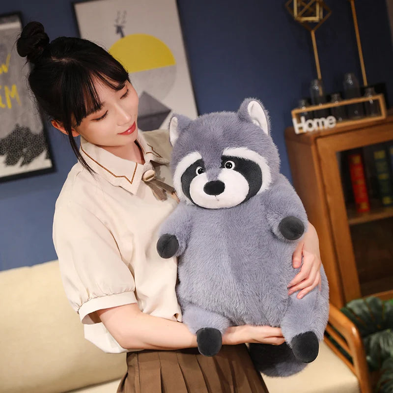 Artificial Fat Raccoon Plush Doll Grey Round Raccoon Animal Plush Toy Super Soft Christmas Gift For Boys And Girls