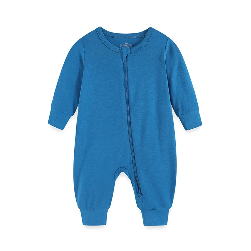 Kiddiezoom Four Seasons Long Sleeve Zipper Romper Unisex Infant Jumpsuit Rayon 1Pcs