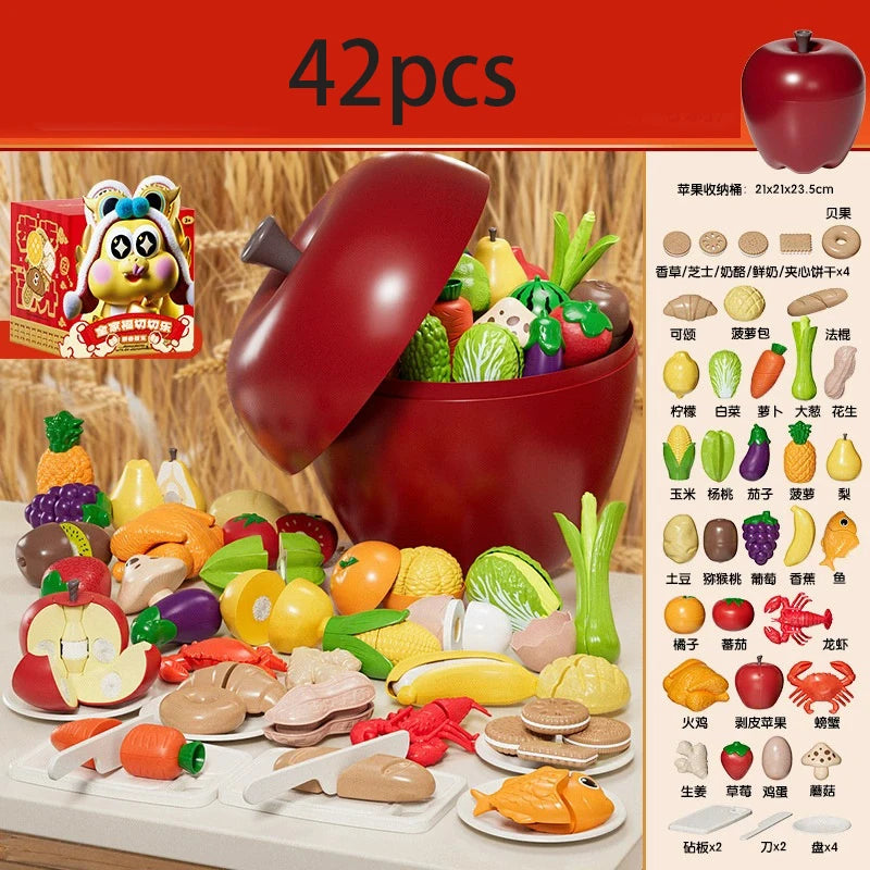 Montessori Paste Chechele Gift Box Simulation Durian Fruit Grapefruit Cherry Educational Toy  House Decompress Educational Toy