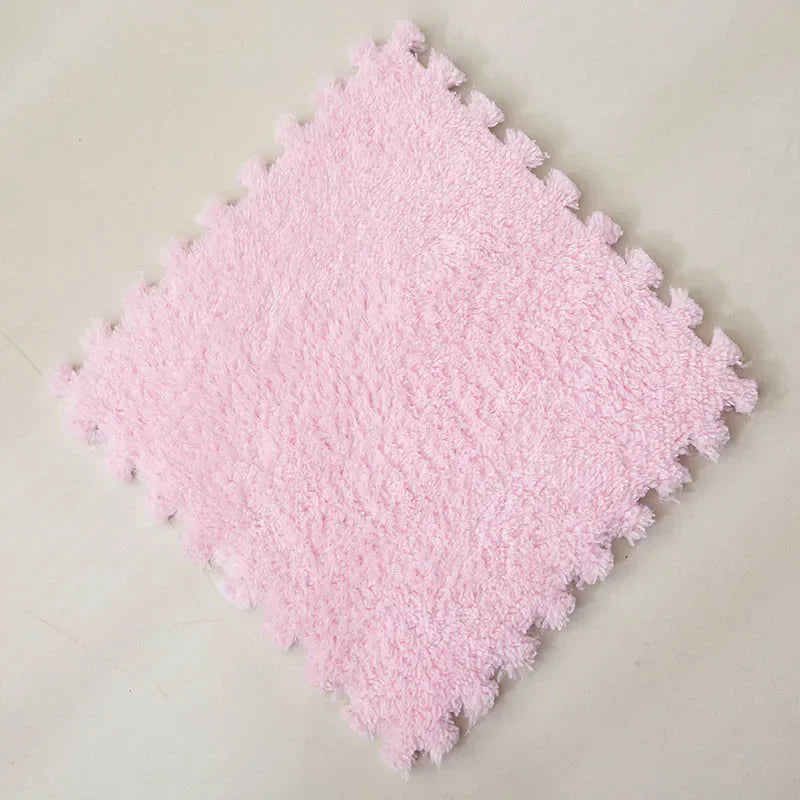 Soft Plush Kids Rug Play Mat 30x30cm Interlocking Puzzle Tiles for Floor Cushion