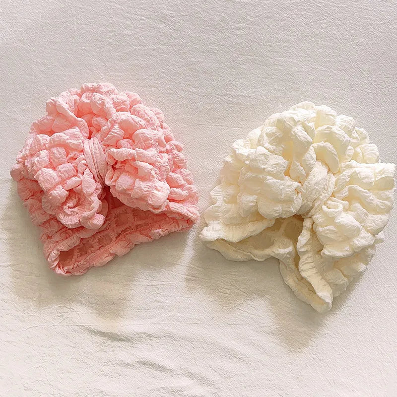 Bubble Print Beanie for Baby Girls Big Bowknot Turban Hat kids Indian Cap Cotton Beanies Infant Popcorn Hats Newborn Headwear