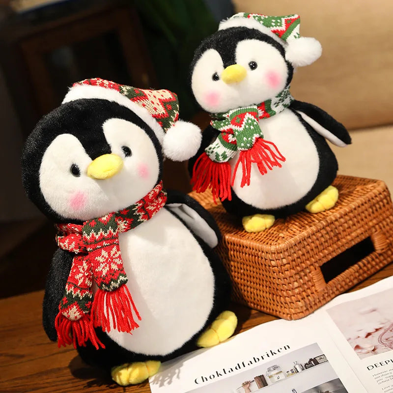 Cute Penguin Wear Christmas Hat Plush Toys Kawaii Soft Stuffed Animals Plushies Doll Christmas Party Decor Children Xmas Gift