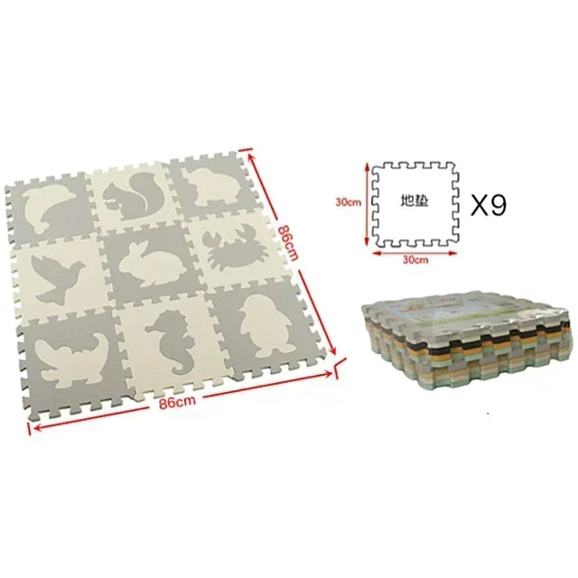 Interlocking Floor Mat Puzzle 9Pcs Set For Children 30x30x1 Cm Eva Foam Baby Play Mat