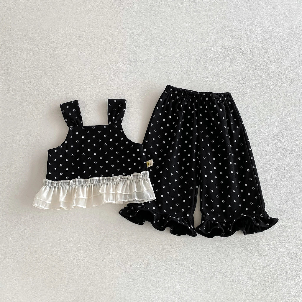 2026 New Model Korean-Style Baby Girl Spring-Autumn Set - Chic Lace Blouse and Long Pants Two-Piece Set