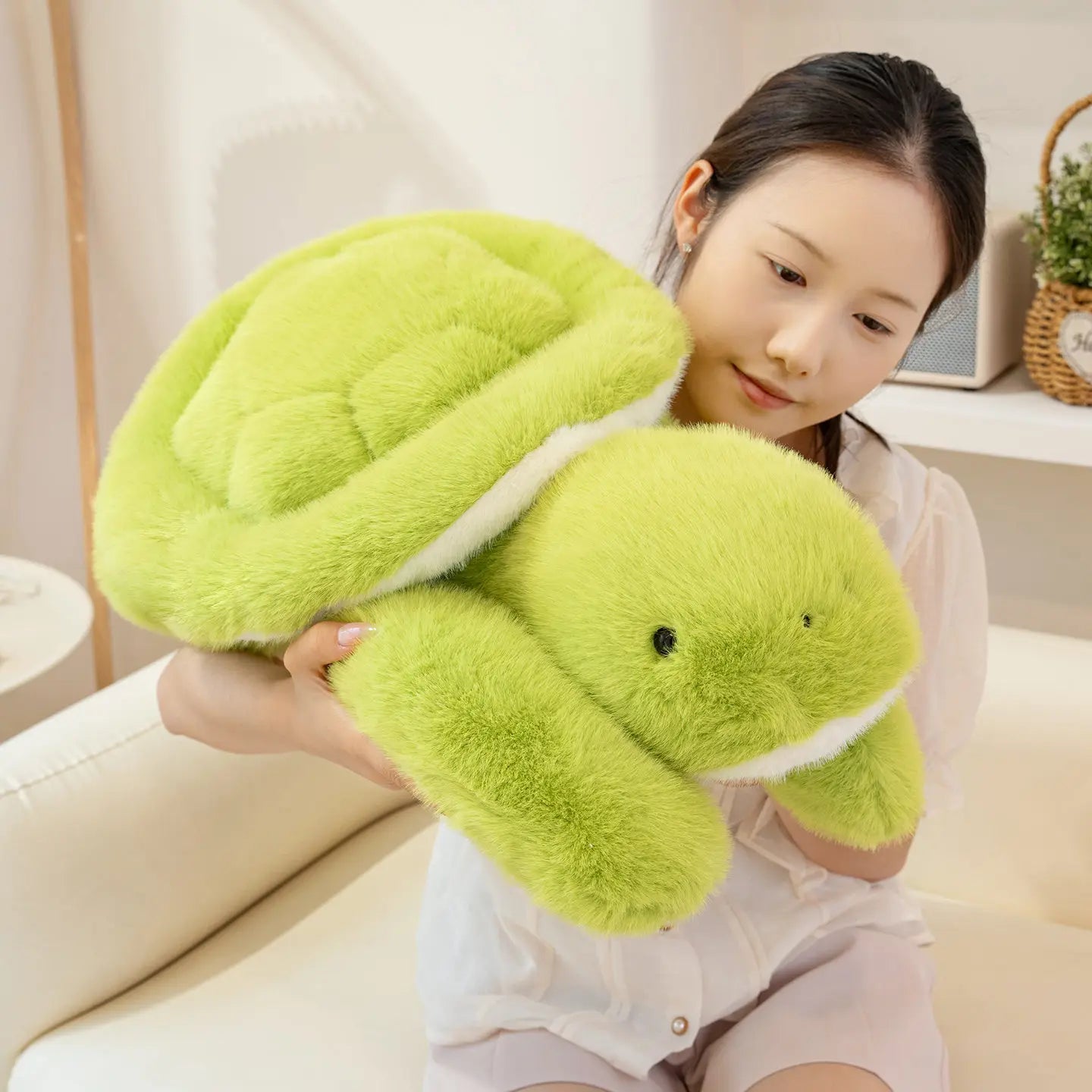 New Lovely Turtle Plush Toys Cozy Fluffy Lying Prone Cartoon Tortoise Throw Pillow Back Cushion Kawaii Home Decor Funny Gift