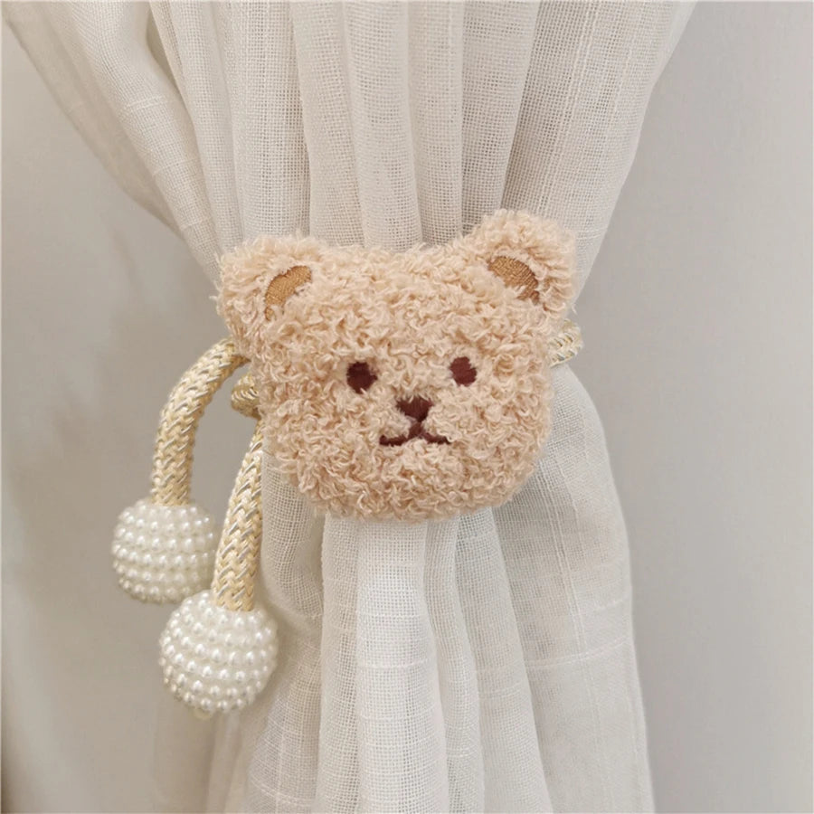 Ins Style Korean Style Plush Bear Curtain Tie Rope With Pearl Buckle Model 1 for Mosquito Net