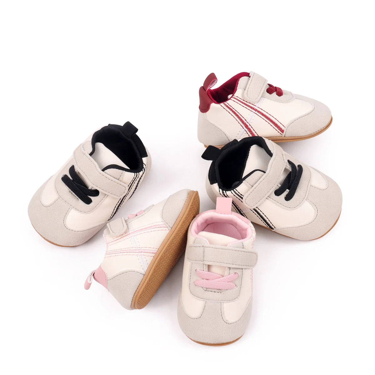 2025 New Spring Autumn Baby Girls and Boys Casual Sneakers TPR Sole Anti Slip Fashion Design PU Patchwork Infant Walking Shoes
