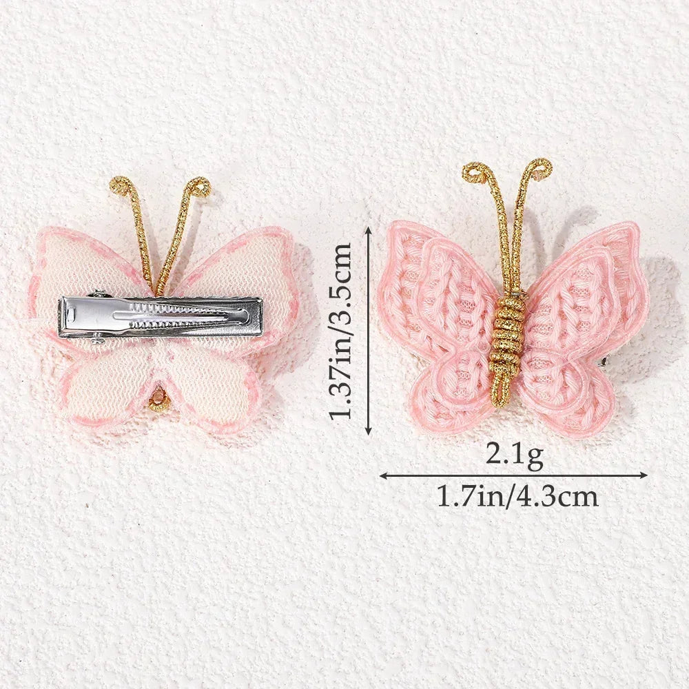12Pcs Mini Butterfly Knitted Crochet Hair Clips for Baby Girl Handmade Headgear Wool Braided Hairpins Hair Accessories
