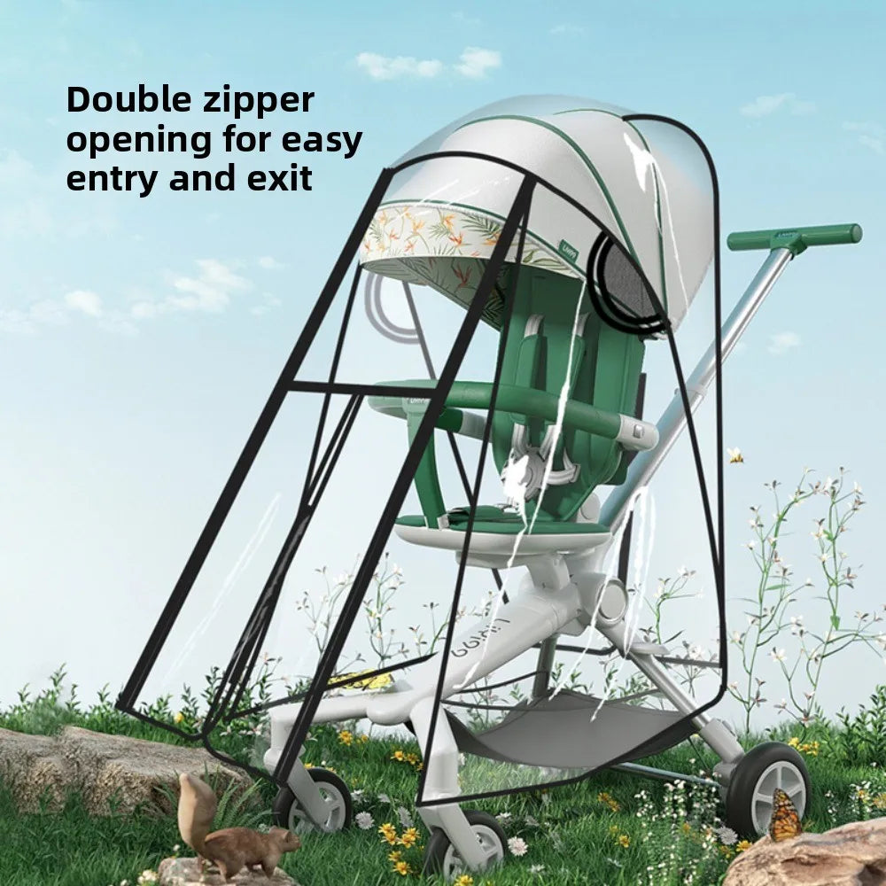 Transparent Baby Strollers Rainproof Cover Windproof Waterproof Baby Pram Rain Cover Travel Nobstructed View Pushchair Raincoat