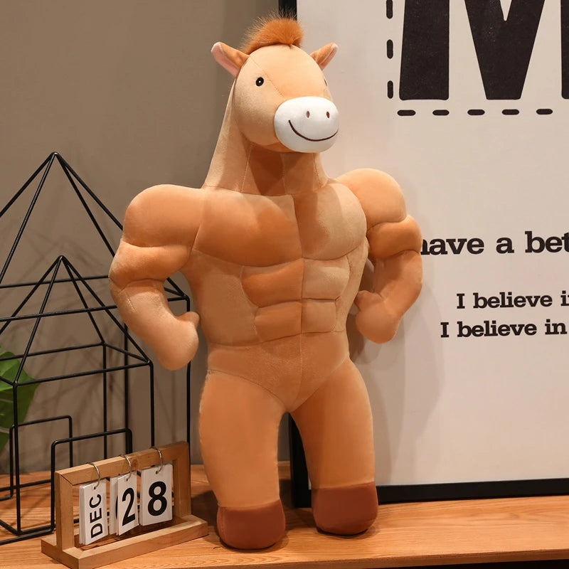 Nice Creative And Quirky Strong Muscular Abdominal Muscle Plush Toy Horse Doll Cute Cartoon Anime Doll Decoration Christma Gift