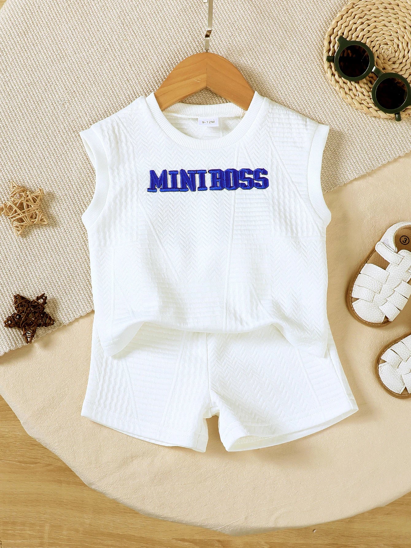 2Pcs Male Baby Sports Style White Letter Sleeveless+Shorts Set 0-4 Year Old Boys Summer Casual Set for Handsome little Boy