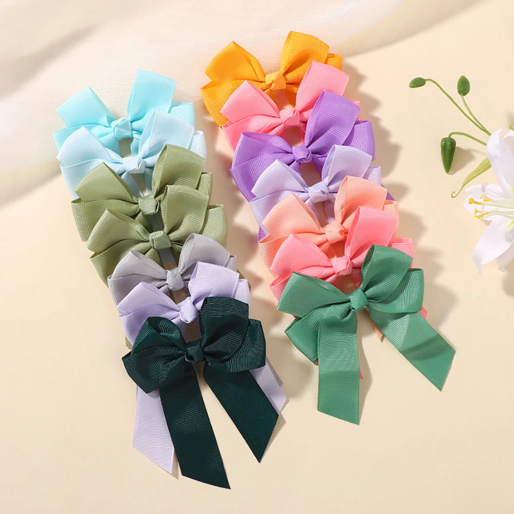 30Pcs/lot Boutique Ribbon Tassel Bow Hair Clip Set Colorful Cheer Bow Hairgripes Girls Lovely Headdress Gift