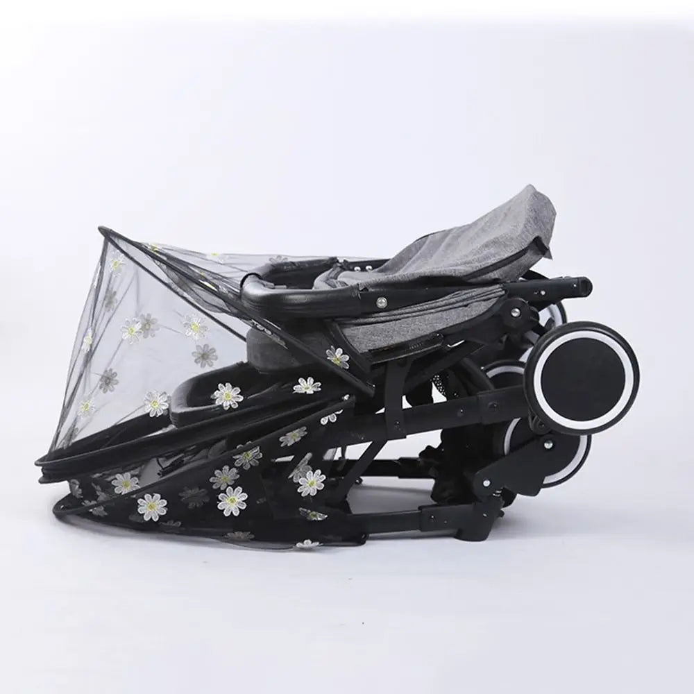 Flower Daisy Stroller Mosquito Net Carriage Full Cover Summer Mesh Canopy Zipper Type Mosquito Net Buggy Net