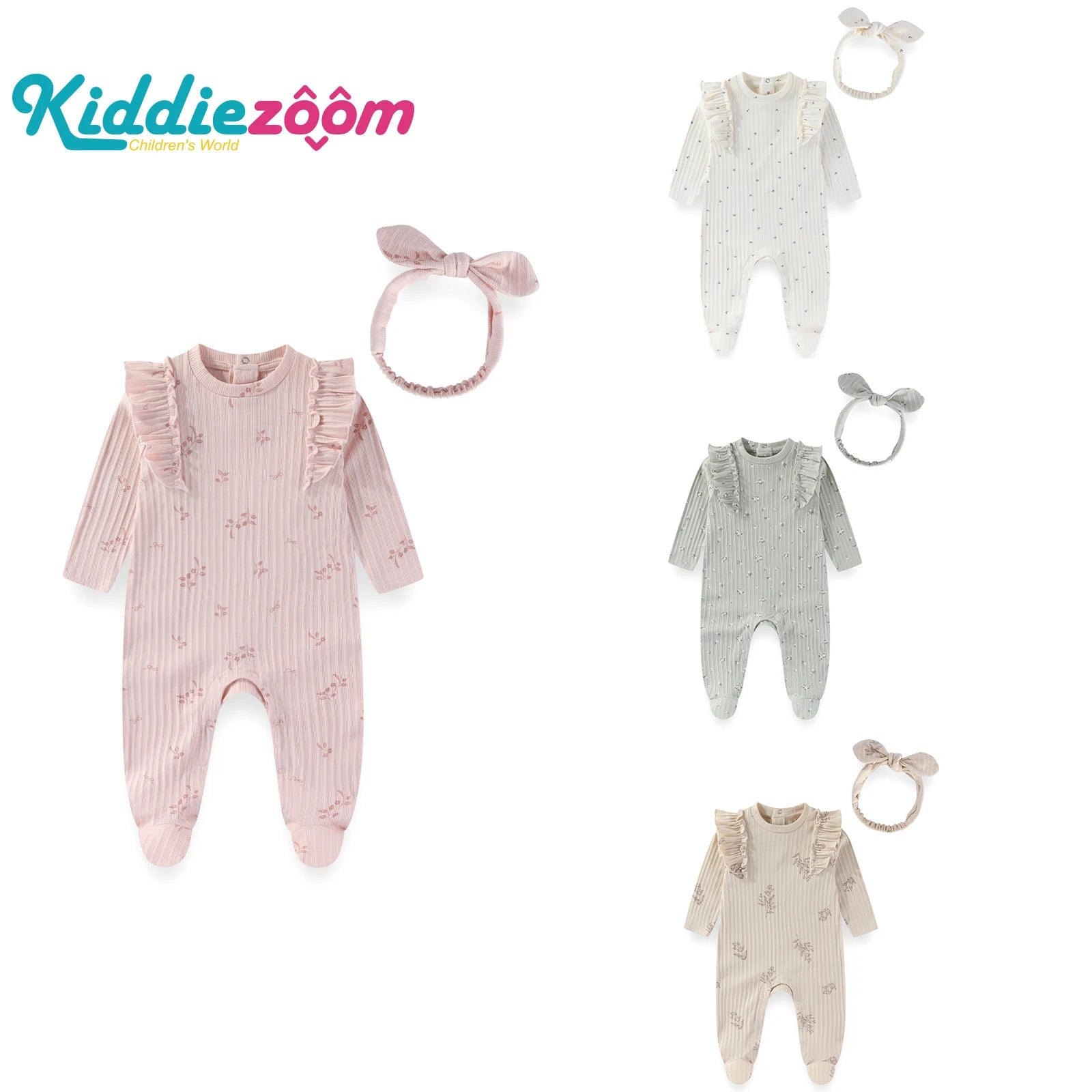 2-Set Cute Baby Girl Rompers Clothing Set 0-12 Months Newborn  Jumpsuits +Hair band Suit Four Seasons Infanr Clothes