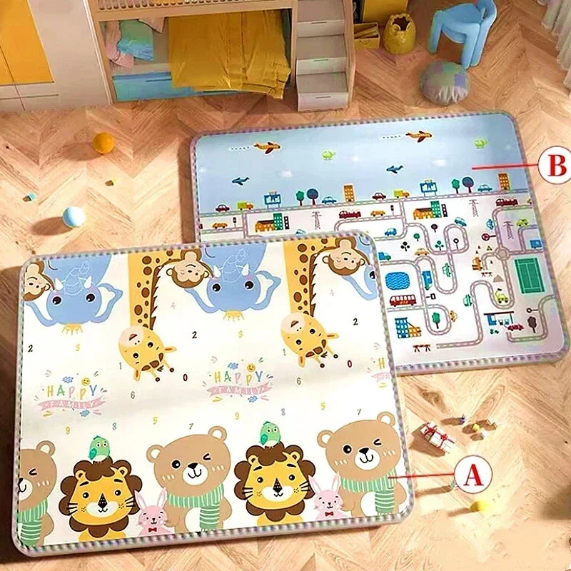 Baby Activity Gym Mat for Crawling and Play, Double-Sided Pattern, Model EPE-01, Non-Toxic