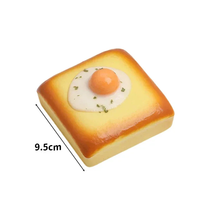 3D Realistic Fried Egg Toast Squishy Fidget Toy Slow Rising Stretchable Squeeze Decompression Toy Best Friend Gift for Adults