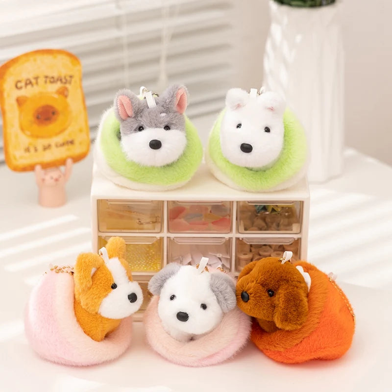Cute Dog Pendant 10CM Love Dog Nest Series Plush Pendant Schnauzer,Corgi Dog,Teddy Dog Keychain Stuffed Animal Puppy Kid Gift