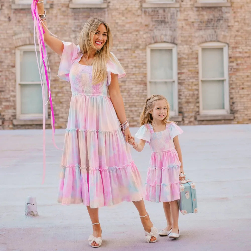 Summer Long Dress Robe Femme Casual Family Matching Outfits Boho Children's Clothing Beach Mother Daughter Dress Vestidos
