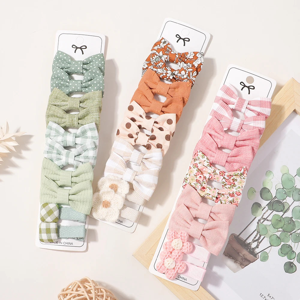 BABY BOWS 20Pcs/set Handmade Fabric Printed Barrette Boutique Mini Boutique Bangs Bow Hair Clip Ins Daisy Hairgripes