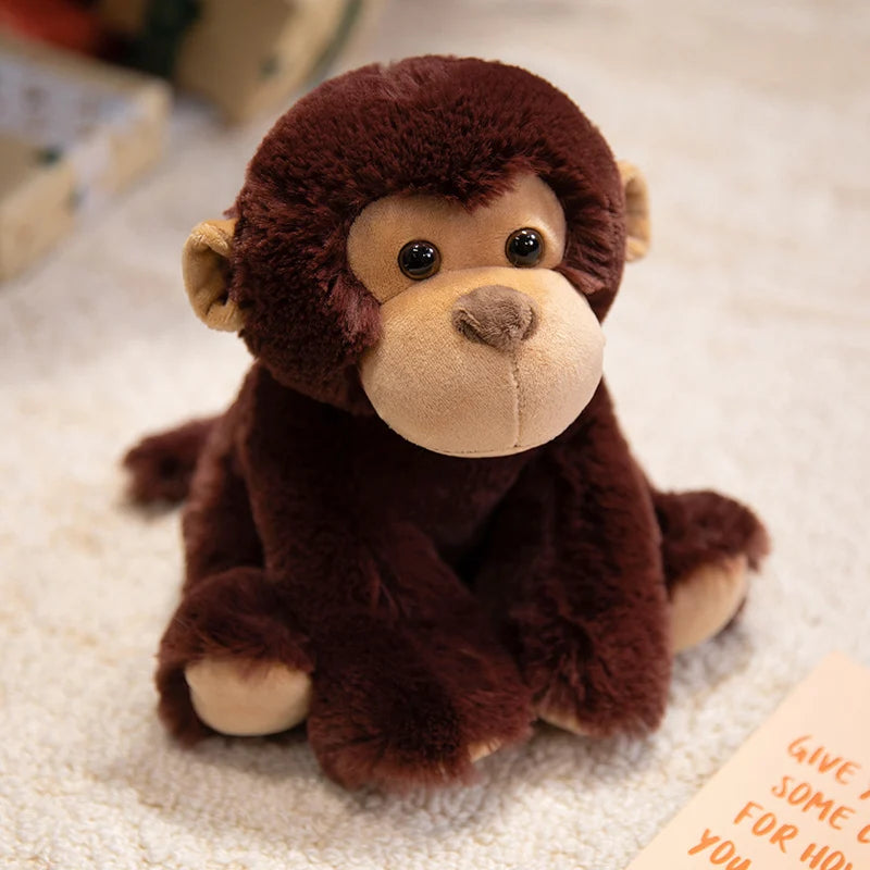 Nice 23cm Lifelike Stuffed Jungle Animal Plush Toy For Kids Sitting Tiger Elephant Monkey Leopard
