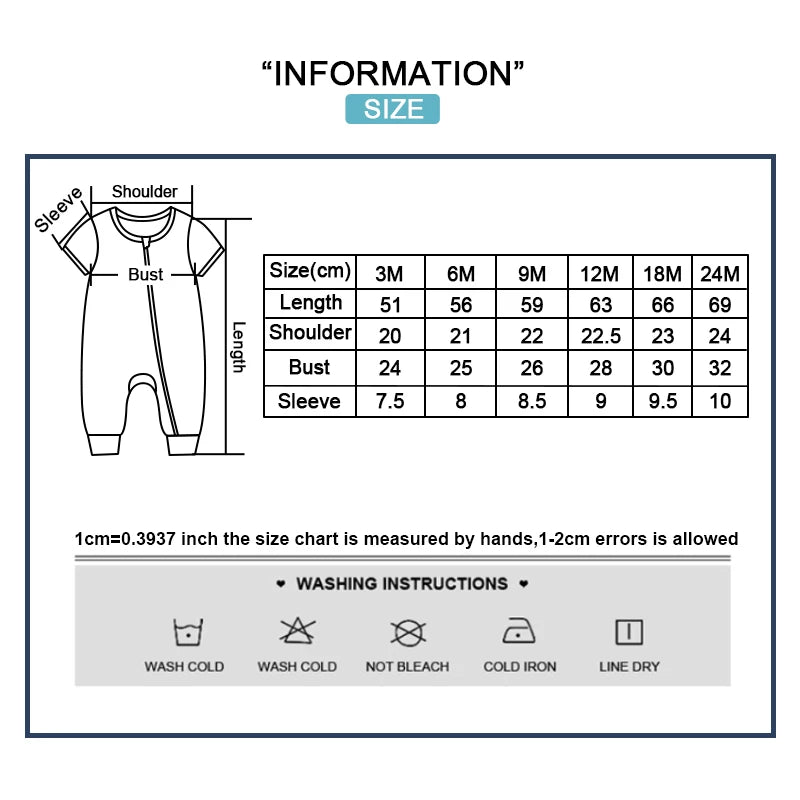 2-Pack Simple Fashion Baby Unisex Jumpsuits Summer Short Sleeve Newborn Boy Girl Zipper Rompers 0-24 Months Infant Clothes