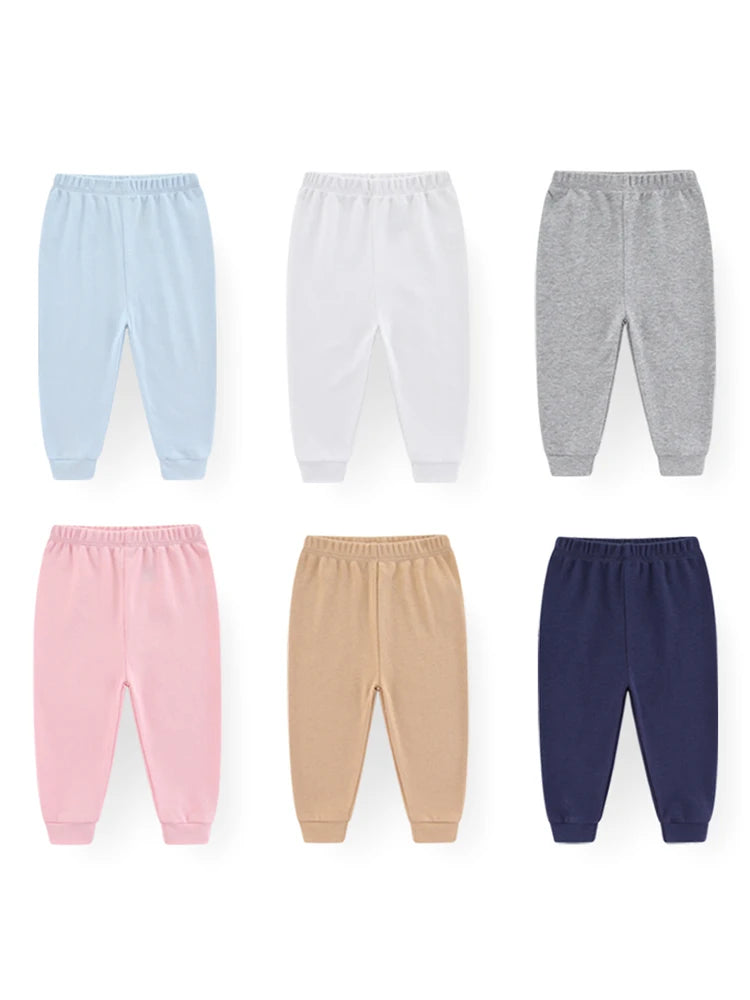 Kiddiezoom 1/3 Pcs Four Seasons Fashion Solid 100%Cotton Baby Boy Girl Pants Soft 100%Cotton Infants Trousers Accessories