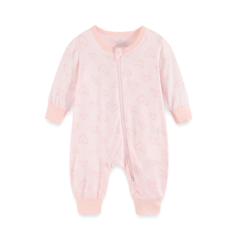Kiddiezoom Four Seasons Long Sleeve Zipper Romper Unisex Infant Jumpsuit Rayon 1Pcs