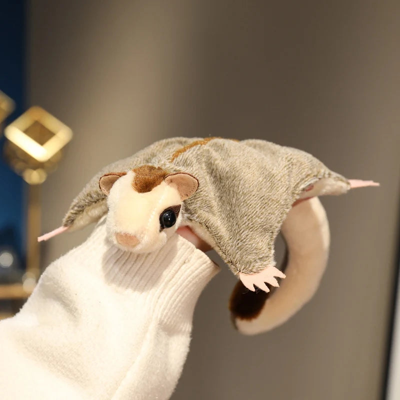 Super Cool Flyling Sugar Glider Plush Toy Cozy Soft Flying Squirrel Hand Puppet Cute Pet Toy Funny Gift for Kids
