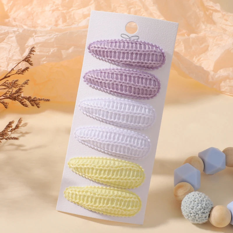 Hair Clips Set 6Pcs Cotton Fabric Plaid Alloy Hairpins For Kids Girls Toddlers Baby