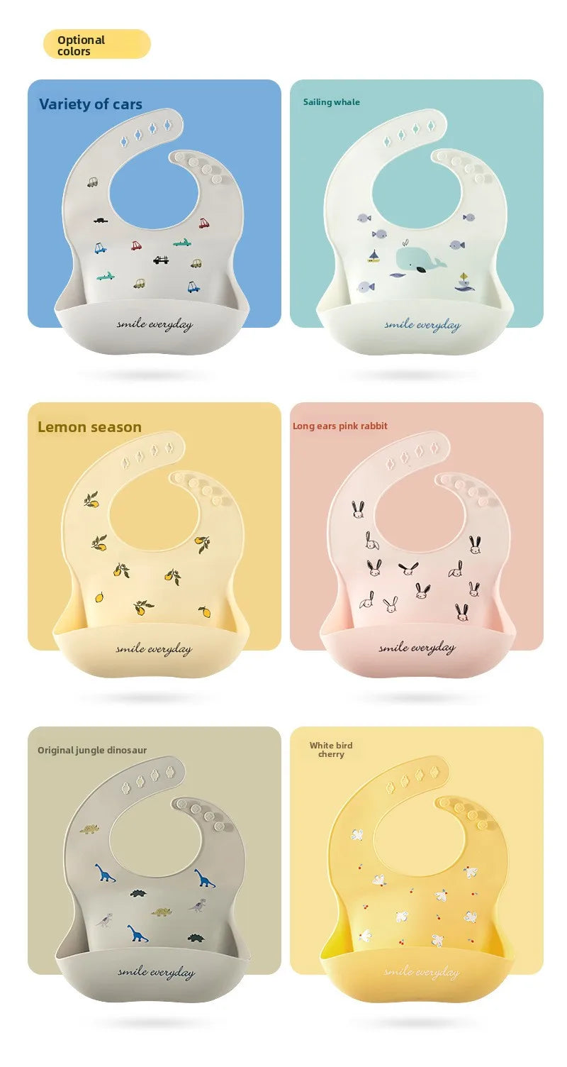 Maternal and Infant Products Baby Bib Waterproof Children's Silicone Bib, Baby Saliva Rice Pocket Leave-in Summer