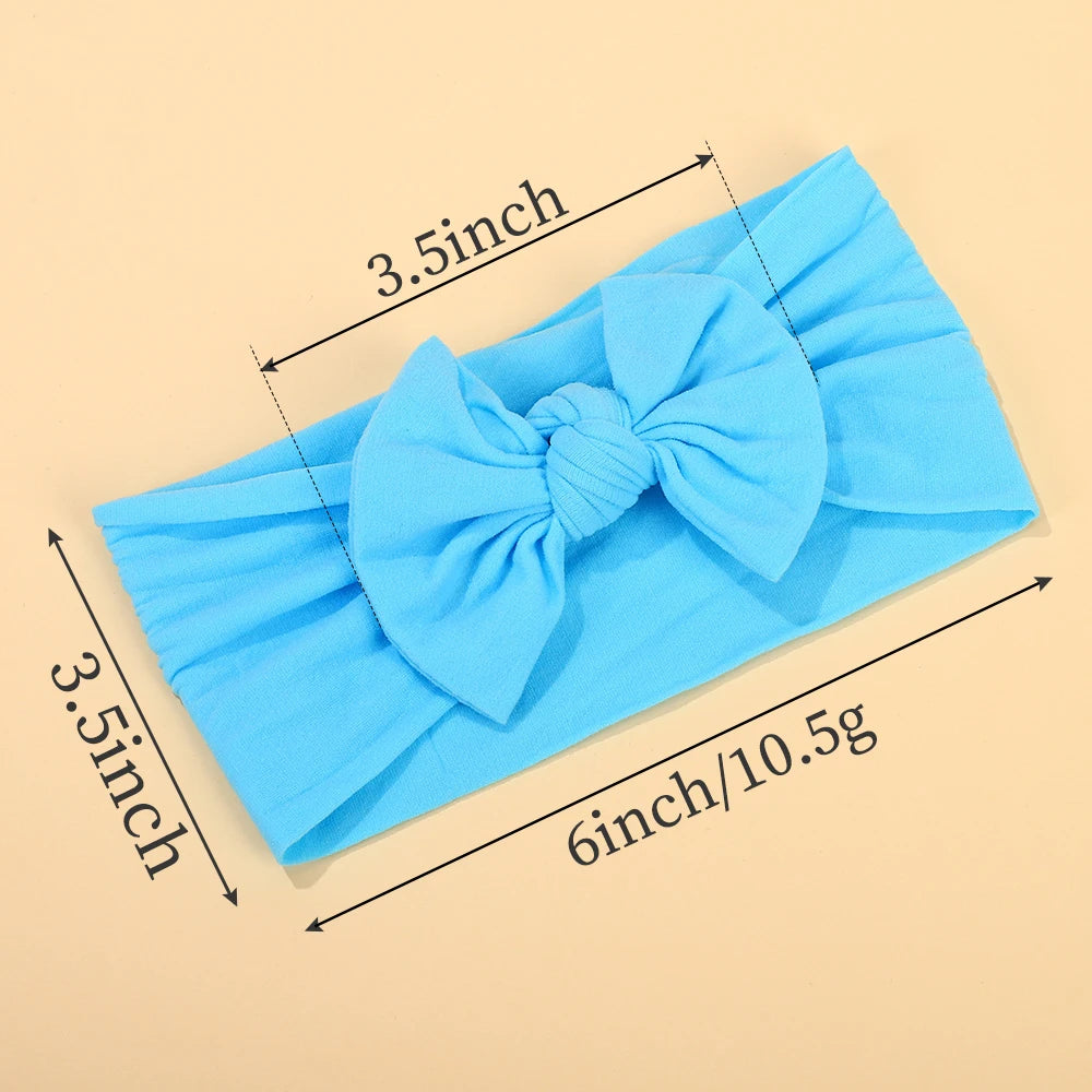 5Pcs/lot Bright Nylon Solid Color Baby Headband Set 3.5inch Bowknot Casual Headties Soft and Non Damaging To Hair