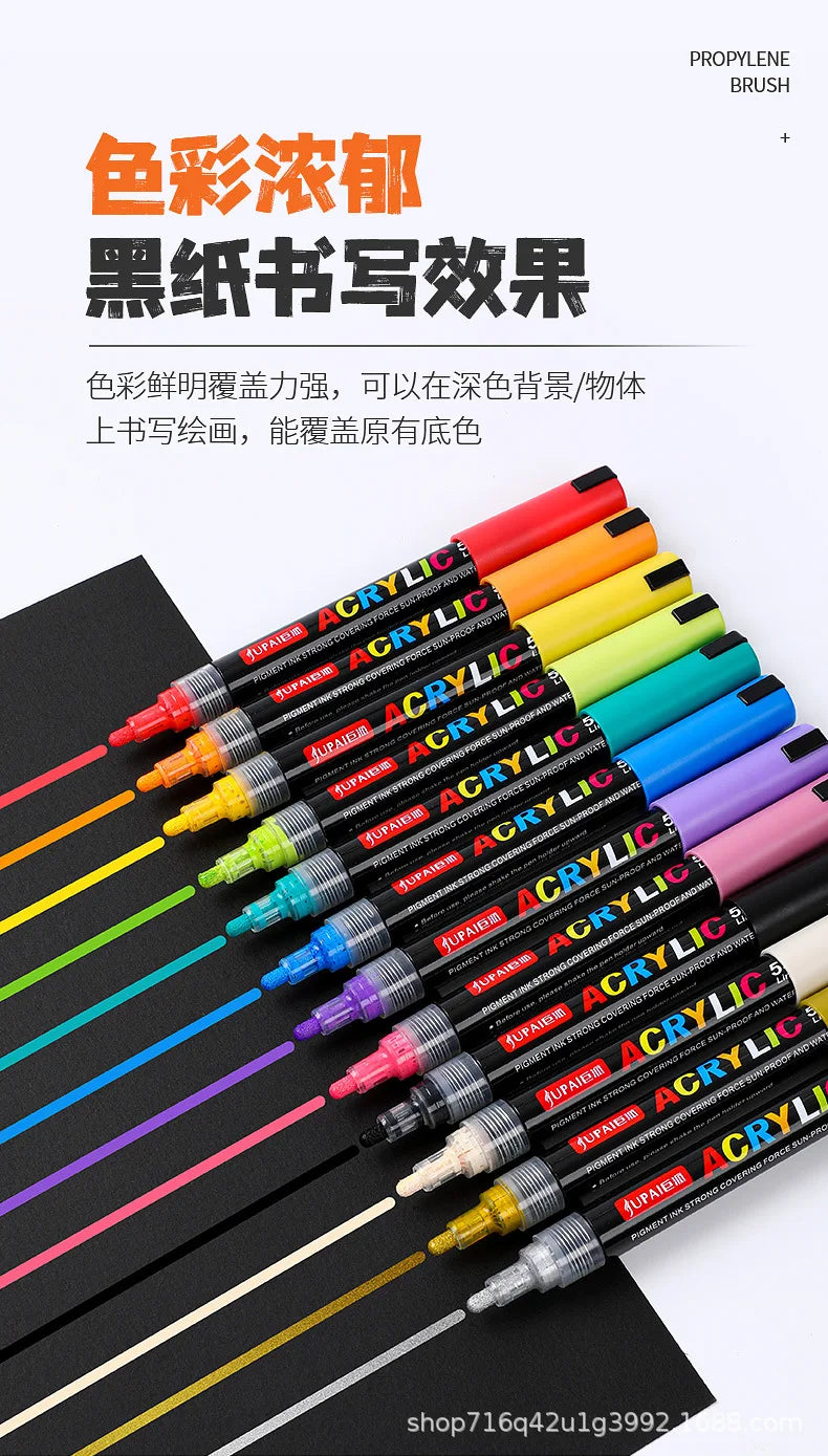 12/60 Colors Acrylic Marker Rock Painting Kit for Kids Children Stone Paint Pens Set Ceramic Glass Wood DIY Crafts Art Supplies