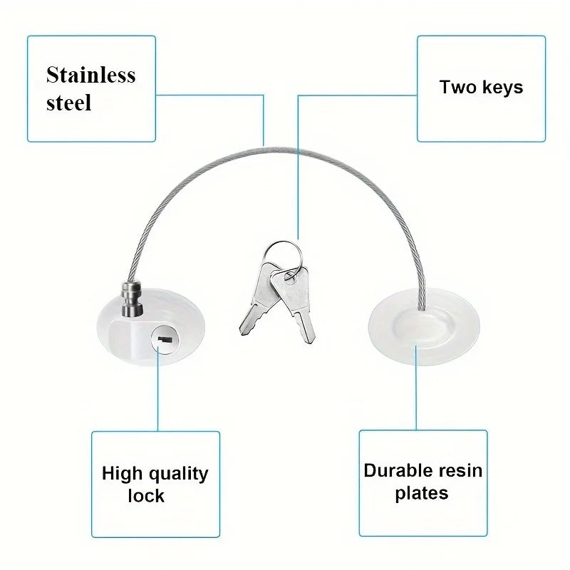 1/2Pcs Strong Adhesive Teenager Safety Stainless Steel Refrigerator Lock with 2 Keys Suitable for Cabinet Locks Drawer Locks