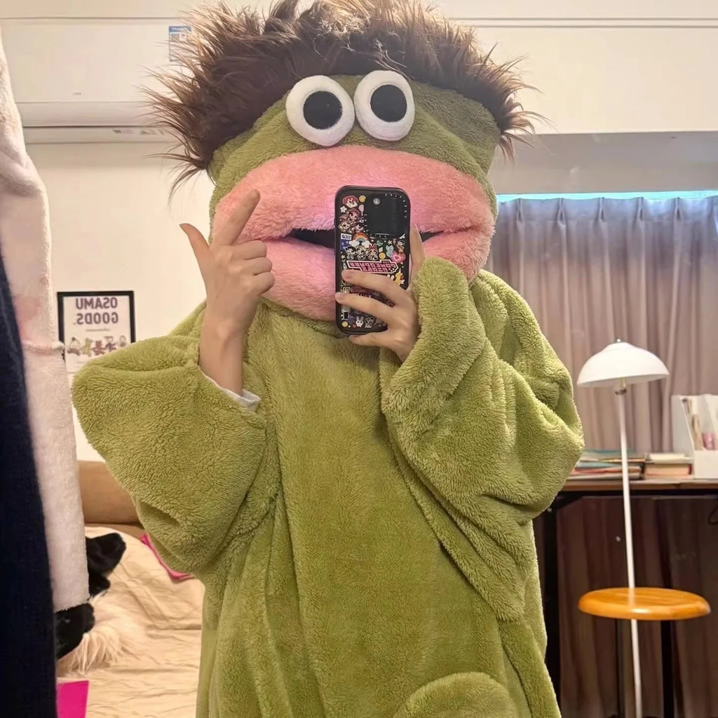 Viral Big Mouth Monster Cartoon Pajamas with Free Comb