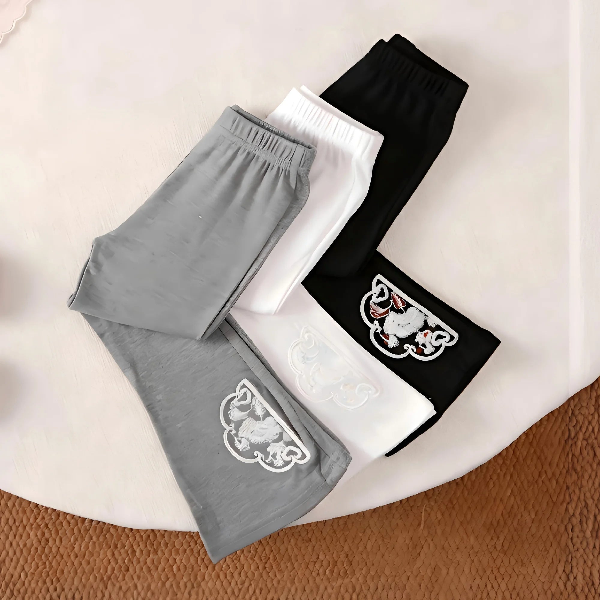 Girls' Bell bottom Pants Solid color Elastic Waist Embroidered Bell Bottom Pants 1-8 Years Girls' Fashionable Versatile Pants